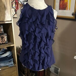 Elegant Navy Trulli Ruffle Top - XS